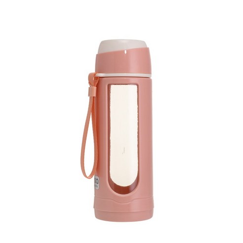 끈 투명 유리컵 플라스틱 학생용 귀여운 차용 컵 휴대하기, 분홍빛_480ml