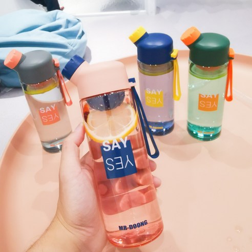 뉴 크리에이티브 플라스틱 물컵 심플 하이비주얼 스포츠컵 고온에 강한 휴대용 티컵, 분_600ml