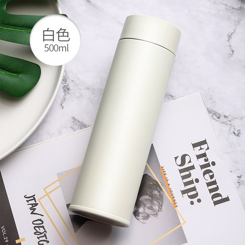 Poptven 주전자 304 단일 층 스테인리스 스포츠 주전자 자전거 타고 야외 주전자, 500ml, B13 기장 화이트