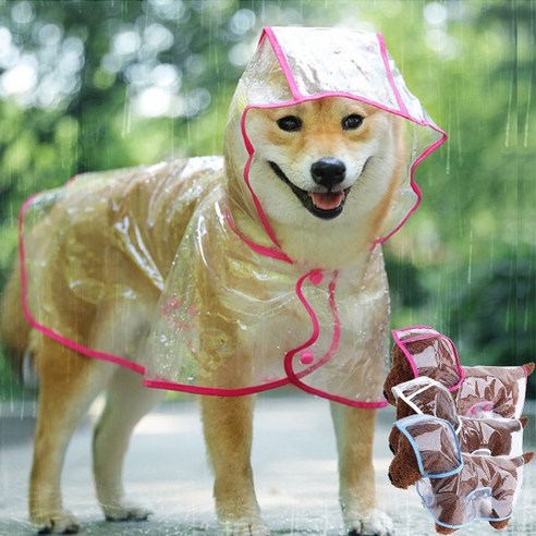 도매창고 투명 강아지 망토 우비 비오는날 산책 소형견 대형견 비옷 야외배변 판쵸우의, 투명애견우비-XL-화이트