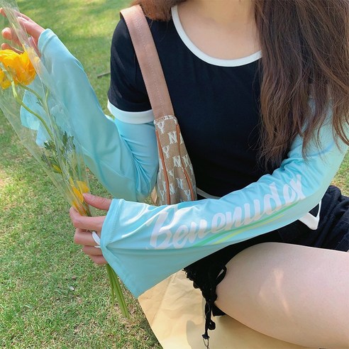 DFMEI 여름 느슨한 썬 스크린 아이스 실크 슬리브 여성 야외 승마 안티 uv 혼 슬리브 암 암 가드, DFMEI 브에누 아이스 블루