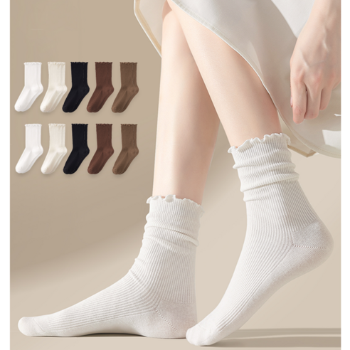 LUMANOKI 사계절 프릴 패션포인트 10컬레세트 발목편한 무압박양말