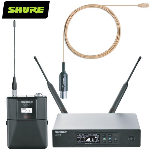 sony SHURE(슈어) QLXD14/DL4 DuraPlex 무선 라발리에 마이크 세트 (마이크색상 선택가능), DL4C/O-mTQG (코코아)