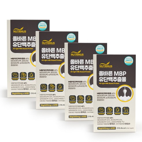 뉴트리너스 올바른 MBP 유단백추출물, 60정, 4박스