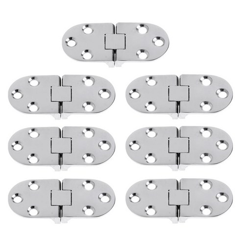 7 팩 해양 보트 RV 해치 로커 스트랩 힌지 도어 힌지 플러시 마운트 데크 하드웨어, 66x29mm, 설명, 실버