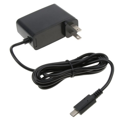 Nintendo Switch 용 AC 어댑터 충전기 USB Type C 케이블이있는 고속 충전기 전원 공급 장치 여행용 벽면 충전기는 TV, 65x48x24mm, 블랙, 설명