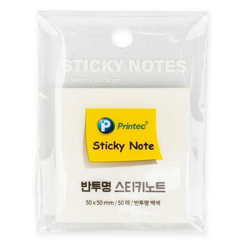 프린텍 반투명 스티키노트 50매 CL5050W, 백색, 1개, 1개