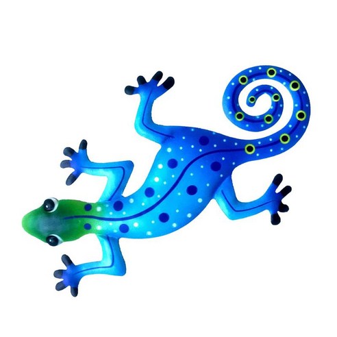 금속 게 코 벽 장식 도마뱀 집 정원 파티오 울타리 장식품에 대 한 교수형, 블루 2