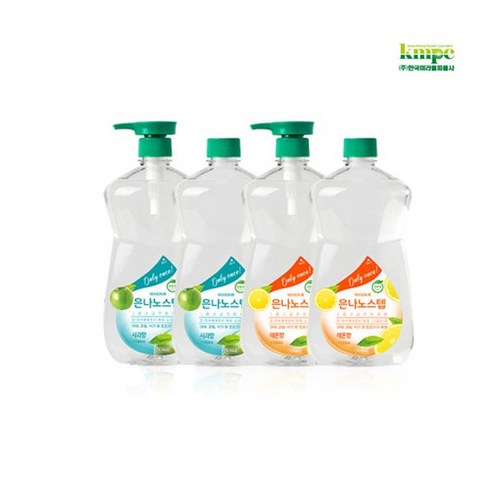 [은나노스텝] [알뜰리필세트] 시즌3 주방세제 1100ml 4개(사과향2 레몬향2)+펌프, 1개, 상세 설명 참조