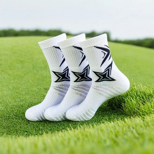 야구양말 추천 상품케이엘피 남성 이중 쿠션 스포츠 양말 3개입, 화이트, 3개 제품 사진