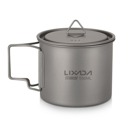 Lixada 초경량 티타늄 컵 휴대용 캠핑 피크닉 워터 컵 머그 접이식 손잡이 포함 300ml 350ml 420ml 550ml 650ml 750ml, 1개