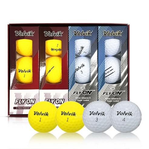 볼빅 플라이온 골프공 2피스 3선 3피스 혼합 화이트볼 컬러볼, 1세트, 12개, 옐로우+화이트