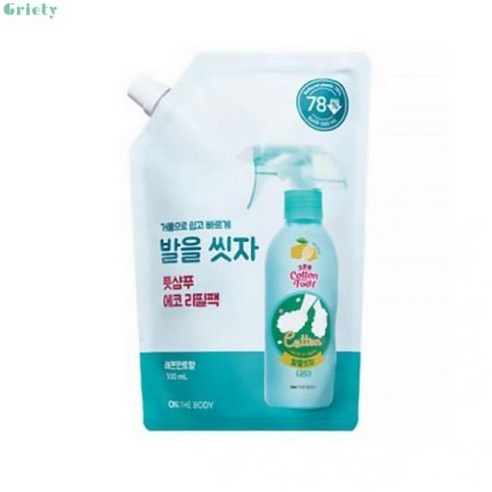 온더바디 코튼 풋 발을씻자 풋샴푸 레몬민트향 500ml 리필 1개 11203690