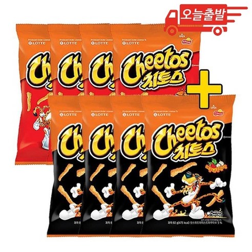 오늘출발 롯데 치토스 바비큐맛 + 매콤달콤한맛 82g 각 4개 (총 8개)