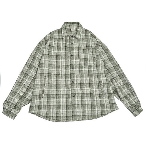 YANG 잉크 녹색 레트로 향수 와이드 격자 무늬 질감 격자 무늬 일본식 긴팔 셔츠 가을 겨울