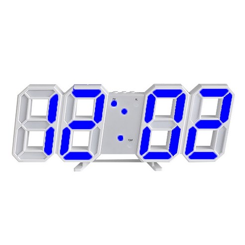 볼파스 무소음 3D LED 인테리어 감성시계, 화이트블루
