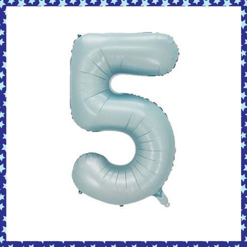 파티브로 32인치(=70cm) 파스텔 숫자풍선 생일 기념일 포토존 꾸미기, 숫자5, 1개, 베이비블루