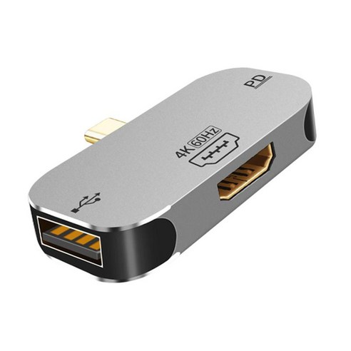 3 in1 USB 도킹 스테이션 유형-C USB C PD 충전 포트 스플리터 어댑터, HDMI PD 유형 C F, 53.6x10mm, 알루미늄 합금