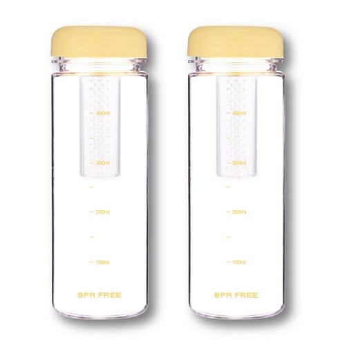위드 국산 눈금물병 차거름망 트라이탄 티보틀 컬러캡, 2개, 500ml, 옐로