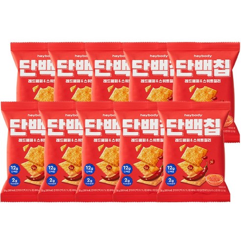 헤이바디 MBTI 단백칩 레드페퍼&스위트칠리, 50g, 10개