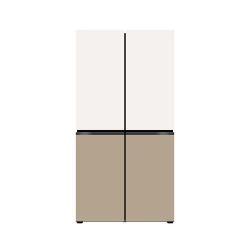 [LG전자] 디오스 오브제 글라스 6도어 냉장고 베이지브라운(M874GBC252S), 베이지+브라운