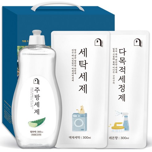 오늘의쉼표 세제 선물세트 답례품 알로에 42호 (주방세제 용기 300ml + 세탁세제 + 다목적세정제), 1개