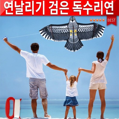 크린. 멋진 검정 독수리연 독수리 연날리기세트 취미 레저 스포츠용 전통놀이 풍등