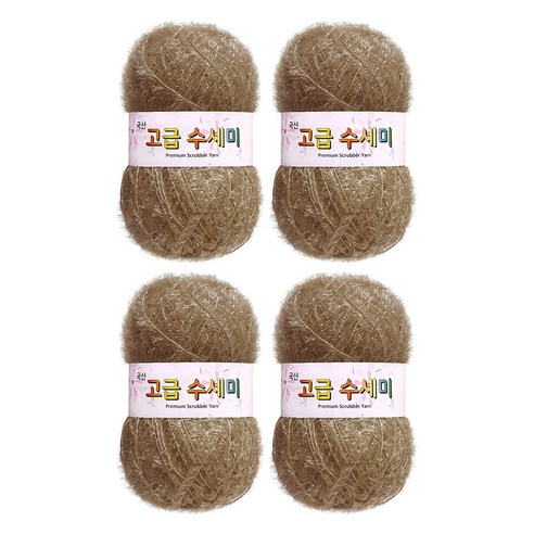 울클럽 별꽃수세미 DIY 고급수세미실 80g 4볼세트 + 동영상제공, 172베이지브라운