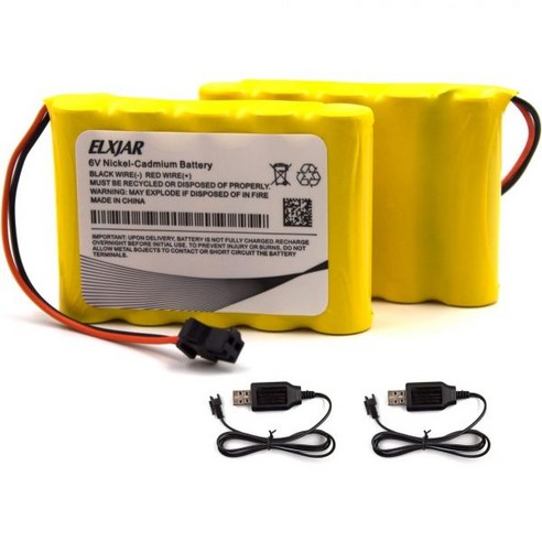 elxjar (2팩) 6.0V 700mAh Ni-CD AA 충전식 배터리 팩 11채널 RC 굴삭기 트럭 수륙양용 스턴트 자동차 차량 (SM2P 플러그 및 USB 충전기 케이블