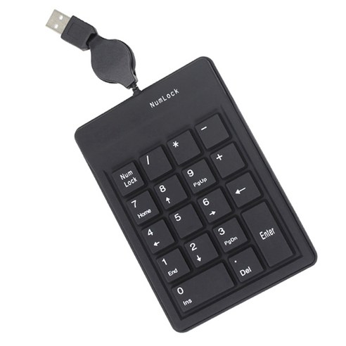 Xzante 재무 회계에 적합한 숫자 키패드 18키 노트북 외부 미니 유선 키보드, 검은 색, ABS