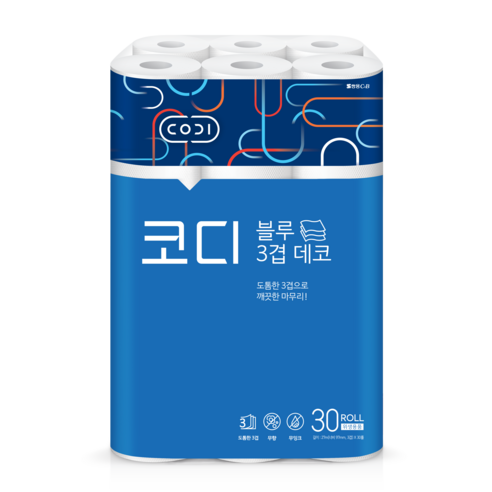 코디 블루 3겹 데코 27m X 30, 4개, 30롤