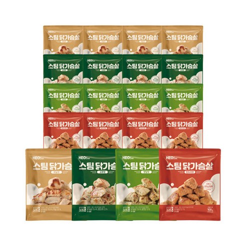 허닭 스팀 닭가슴살 4종 100g 혼합, 20개