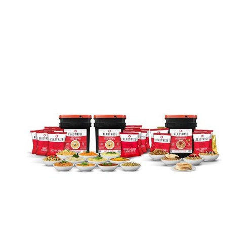 READYWISE - Emergency Food Supply 240 Servings 2 Grab-and-Go Buckets MRE Premade Freeze Dried, 3 Buckets- Total of 360 Servin, 1개