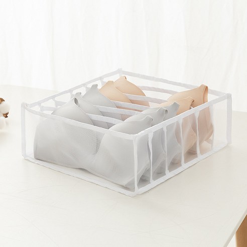 속옷 수납함 가정용 옷장 서랍 정리 체크 팬티 수납함 헝<unk> 양말 수납 신기, 흰색 6칸 [브라]