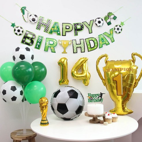 이벤트홀릭 축구 풍선 가랜드 생일 파티 용품 세트, 숫자풍선 14