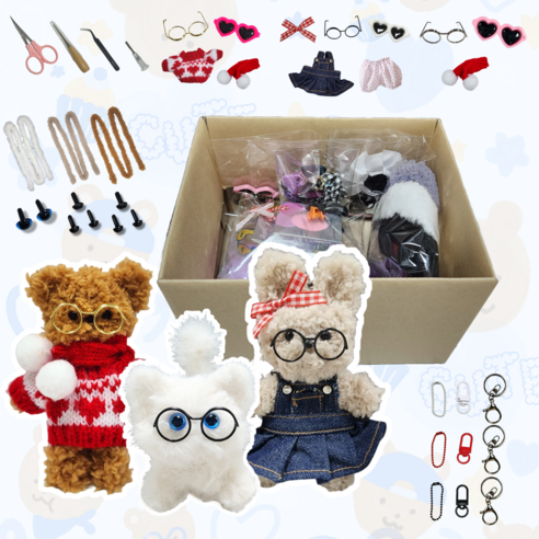 로앤제이 모루인형 만들기 DIY키트 패키지 모루 재료 부자재 키링 만들기 세트 악세사리 철사인형 털철사 동물철사, 4.곰시슈 패밀리 패키지, 1개