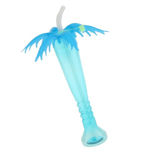 야자수 플라스틱 컵 Luau 하와이 해변 파티를 위한 여름 해변 장난감 세트, 블루, 설명, PVC