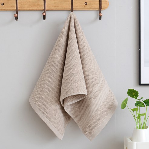 면 수건 두꺼운 흡수 세수 수건 가정용 성인 남녀 커플 수건 선물 수건, 34*75cm, 베이지