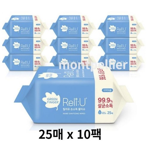 그린핑거 릴리유 손소독 물티슈, 100팩, 20매