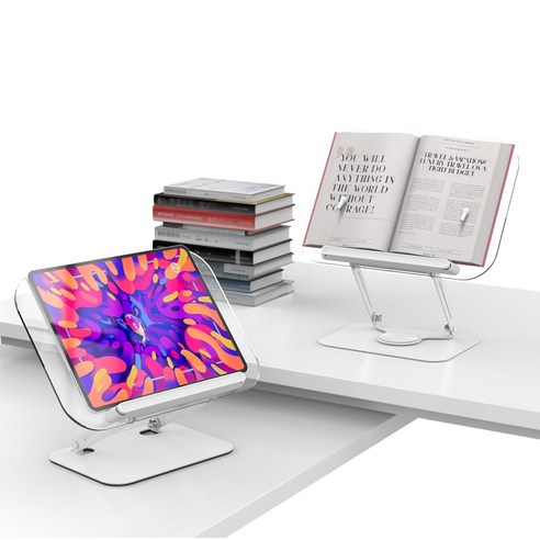 책과 디지털 기기에 편안함을 더하는 각도 높이 조절 투명 독서대