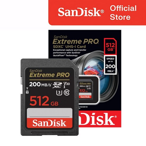 샌디스크 정품 SD 메모리카드 Extreme Pro 익스트림 프로 SDXC 평생보증 Lifetime, 1개, 512GB