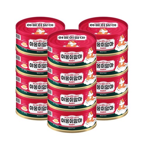야옹이맘마 고양이 습식 간식 캔, 흰살참치 (160g), 160g, 12개