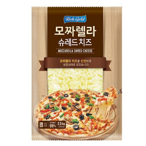 리치골드 모짜렐라 슈레드 피자치즈 1kg 100% 냉장 자연치즈 무료아이스포장 [당일발송], 1개