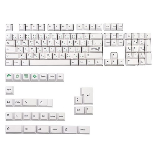 Xzante PBT 133 키 체리 프로필 DYE-Sub 일본어 문자 캡 미니멀리스트 스타일 기계식 키보드 ISO에 적합, 하얀색