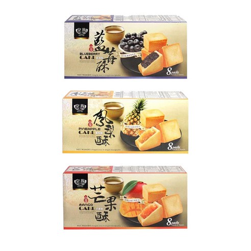 로얄패밀리 184g 3종 (망고맛 1개 블루베리맛 1개 파인애플맛 1개) 대만 펑리수 낱개포장 프리미엄 케익, 1세트