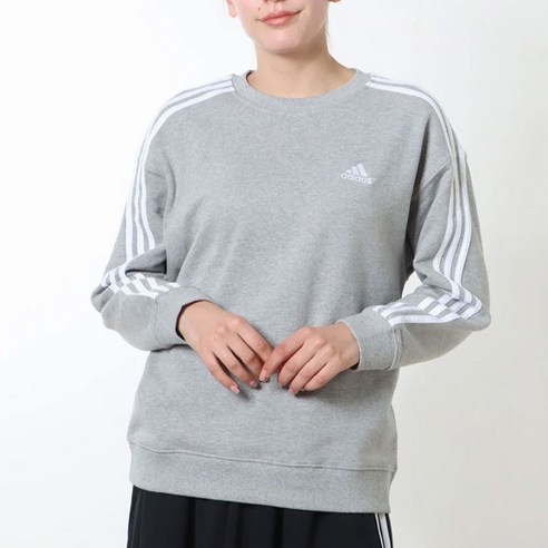 아디다스 여성 3선 맨투맨 스몰로고 롱슬리브 데일리 캐주얼 긴팔티
