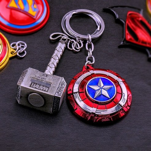 Hengyang Marvel 아이언맨 열쇠고리, 메인 그림 - 회전 방패 + 뇌신의 망치 + 검은 줄