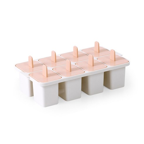 아이스크림 곰팡이 집 만들기 아이스 캔디 DIY 아이스크림 냉동 아이스 큐브 상자 셔벗 아이스크림 그리드 수제 아이스 박스 모델, 스퀘어 핑크 (바닥없는 상자)