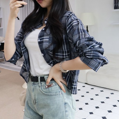 메리앤유 코디필수아이템 여름용 숏기장 체크남방