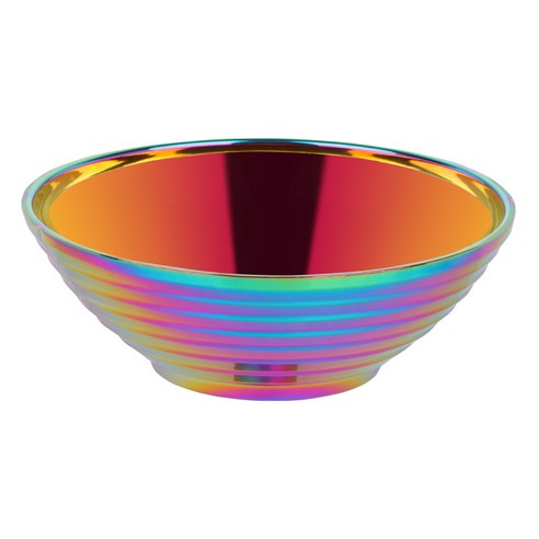 일본식 스테인레스라면 큰 쌀 수프 샐러드 더블 레이어 그릇 레스토랑 주방 식기, RainbowNO.01pcs